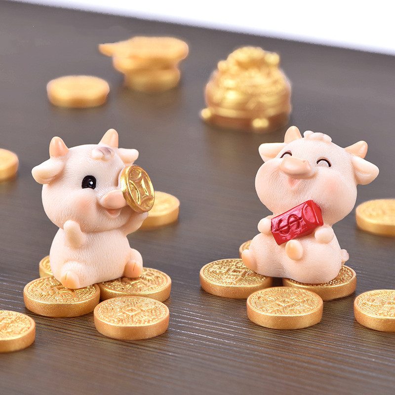 Miniture Fairy Garden Accessories Supplies Resin Cattle Kids Toys Pot Bonsai Miniature Garden Terrariums Fairy Garden Animals Figurine Kits Items Decoration Cartoon Table Ornaments